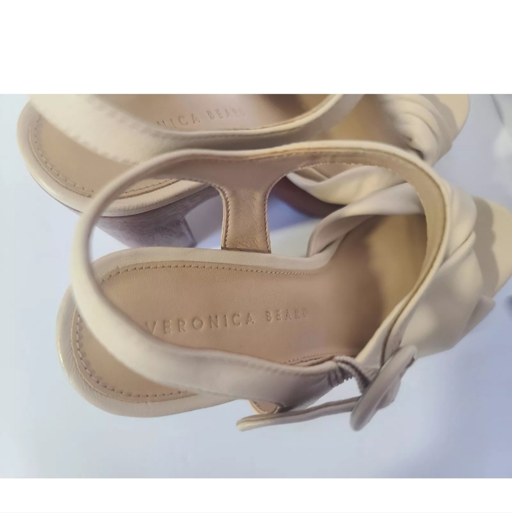 Veronica Beard Designer Cream Leather Gela Platform Heels 5" US 8 - Picture 8 of 10